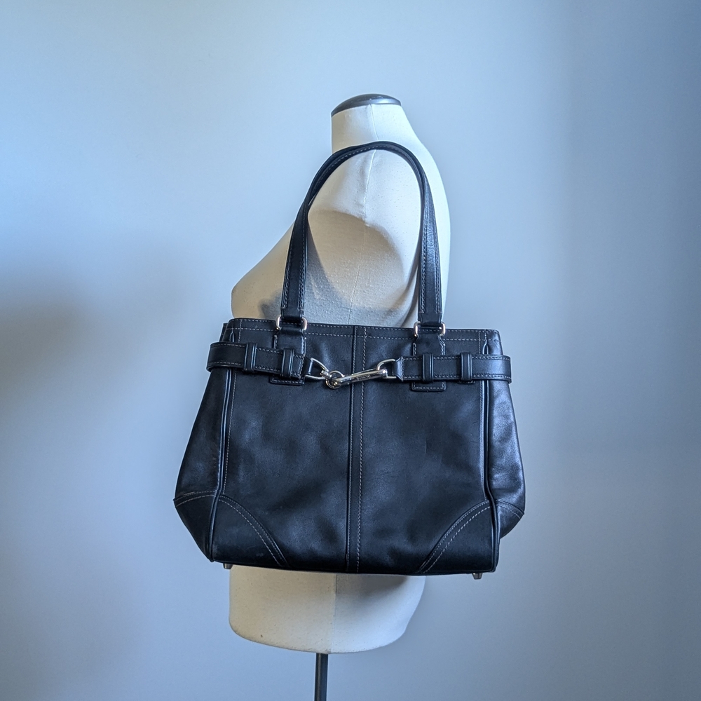 Coach  Black Leather Shoulder Bag Horsebit Vintage Authentic - Picture 12 of 13